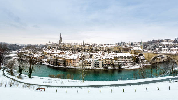 View of Bern old town over the Aare river, Switzerland stock photo