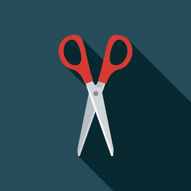 Vector illustration of Scissors Flat Design Sewing Icon