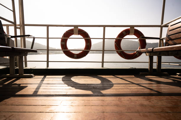 Nautical knot of rope in front of the sea