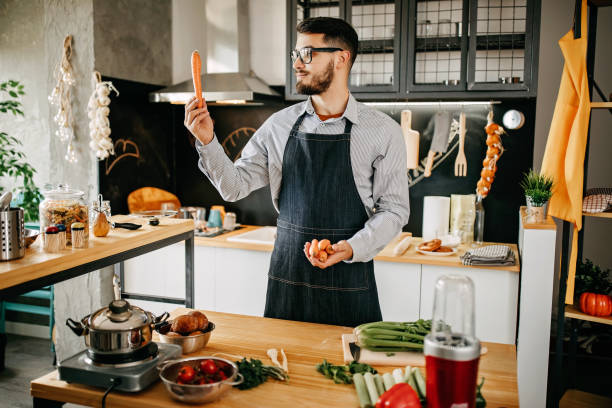 Man picking vegetables for meal