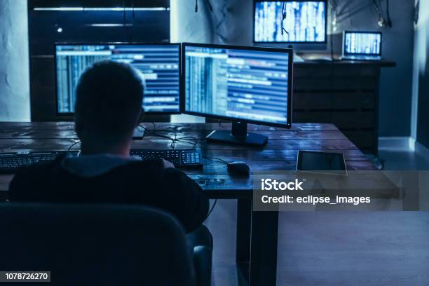 Analyzing The Back Door Stock Photo - Download Image Now - Computer Hacker, Computer Crime, Internet