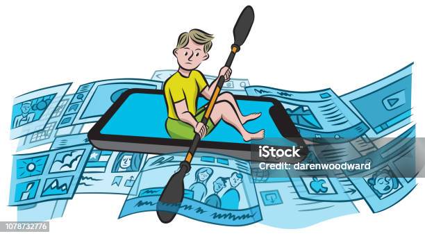 Navigating The Internet Stock Illustration - Download Image Now - Child, Screen Time - Concept, The Media