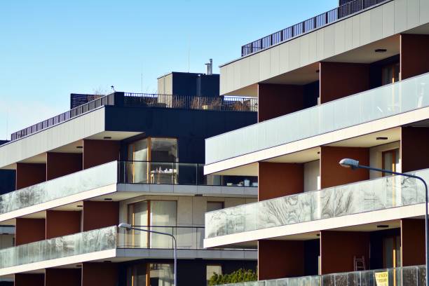 istock Modern apartment buildings on a sunny day with a blue sky 1078748556