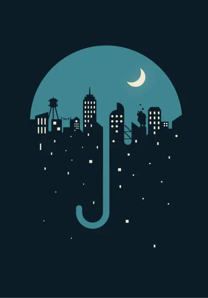 Vector illustration of Umbrella Skyline