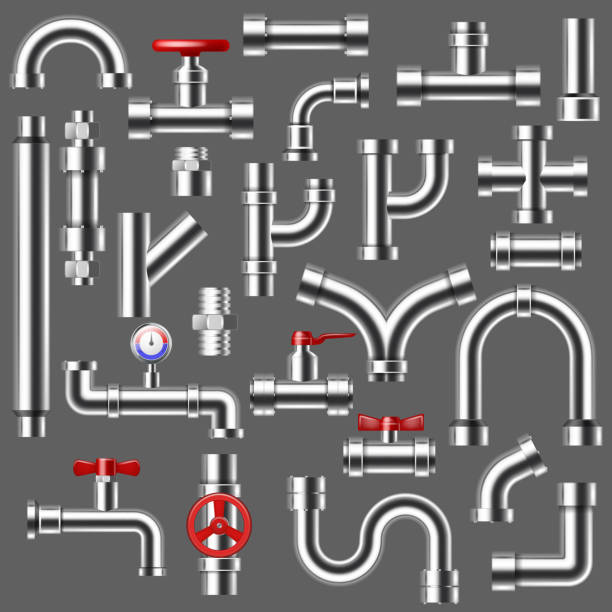 illustrations, cliparts, dessins animés et icônes de tuyau de canalisation de plomberie vecteur ou canalisée construction tube de moi - valve water water pipe pipe