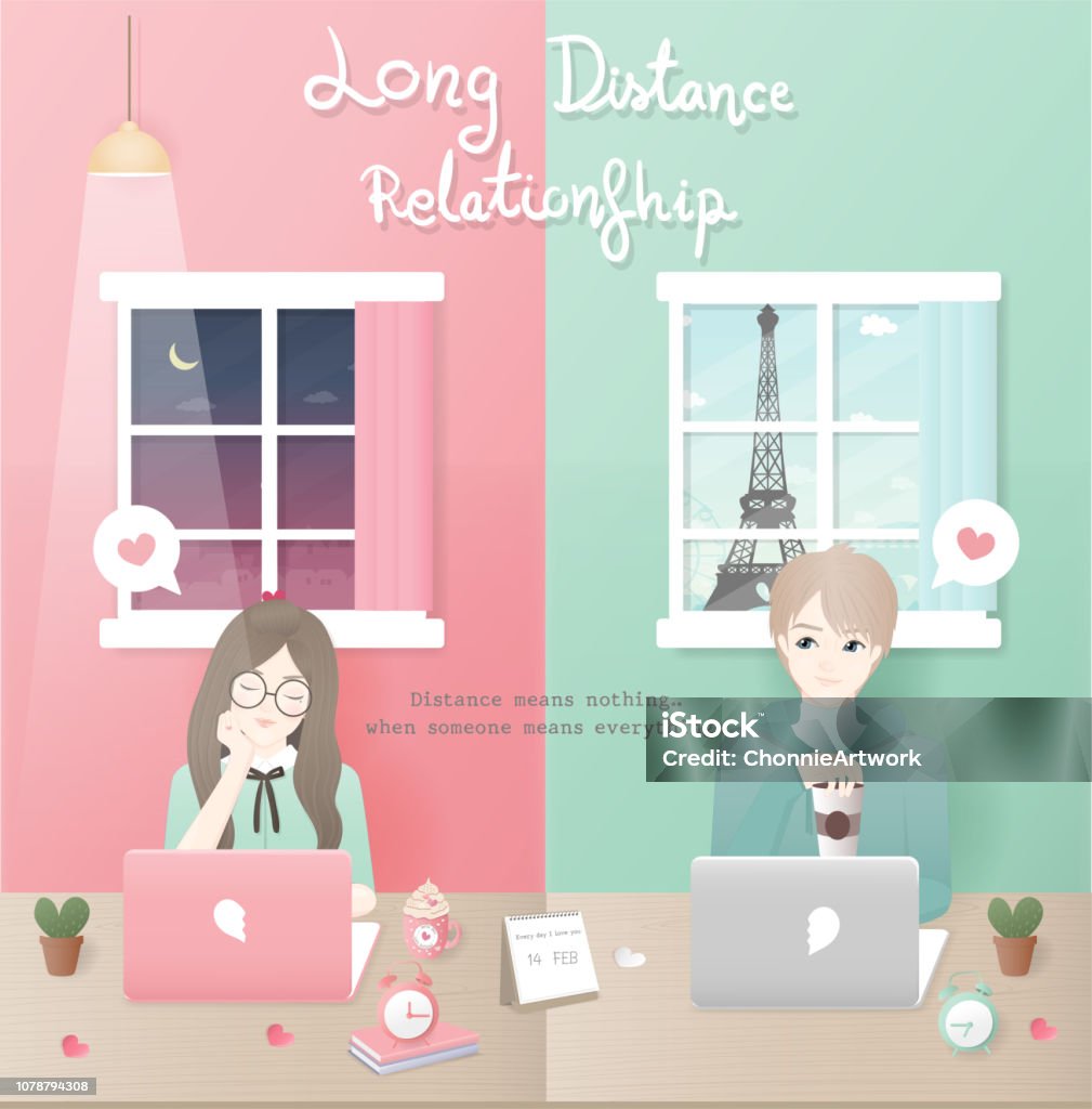 2512018 Couple Distance Stock Illustration - Download Image Now