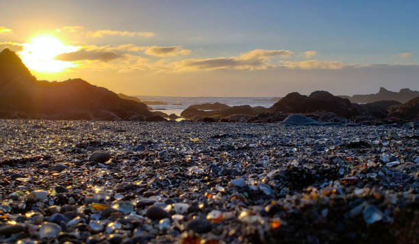 Glass Beach Fort Bragg California Sunset on Glass Beach mendocino county photos stock pictures, royalty-free photos & images