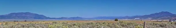 Utah Rocky Mountain Wasatch Panoramic Landscapes by Fishlake National Forest, along Interstate 15 I-15, through Holden, Fillmore, Beaver, Scipio and Parowan Utah, USA.