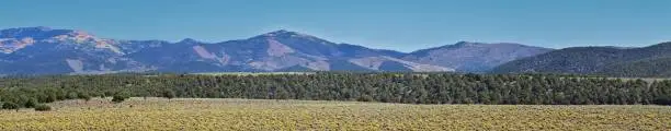 Utah Rocky Mountain Wasatch Panoramic Landscapes by Fishlake National Forest, along Interstate 15 I-15, through Holden, Fillmore, Beaver, Scipio and Parowan Utah, USA.