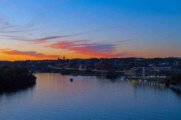 Beautiful sunset over Georgetown waterfront, Washington DC, USA.