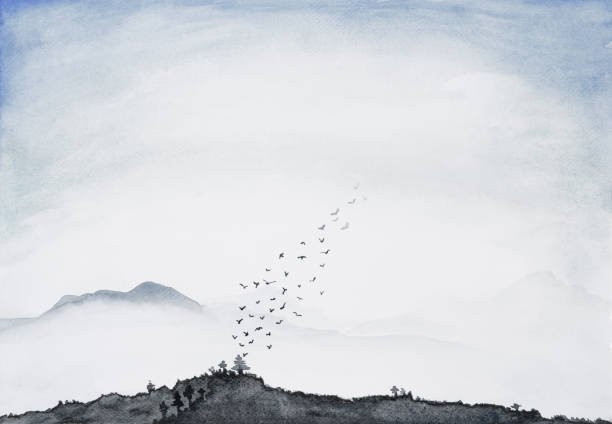 istock Picture water colour, hand draw, landscape background. 1078829432