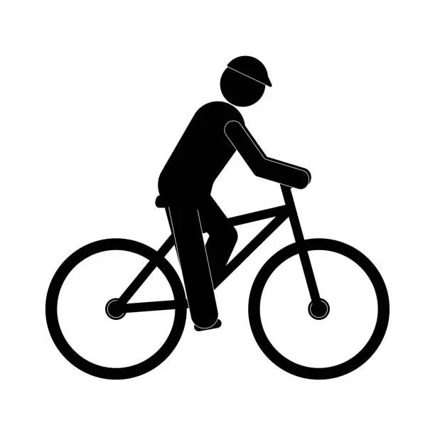 Vector illustration of Man riding bicycle icon