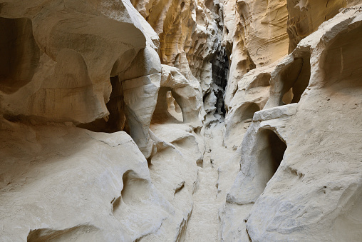 Wonderful rock formations created by the nature on the Chahkooh Canyon on the Qeshm island, Iran