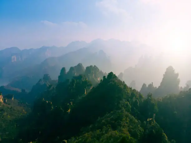 Aerial view Landscape of Zhangjiajie National Forest Park