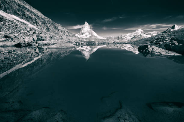Matterhorn view without color stock photo