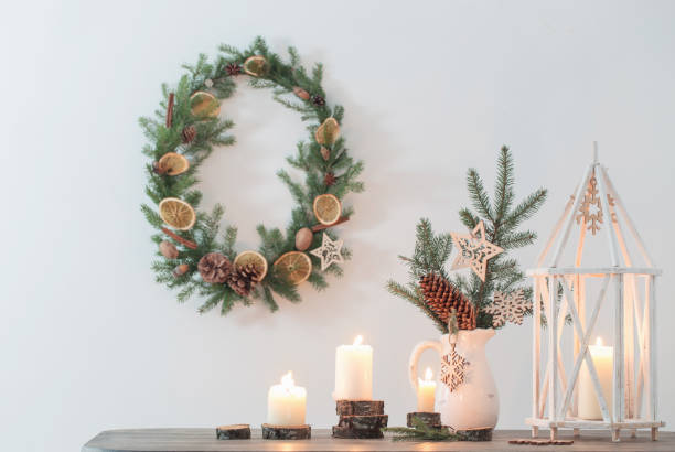 istock Christmas decoration on background white wall 1078900378