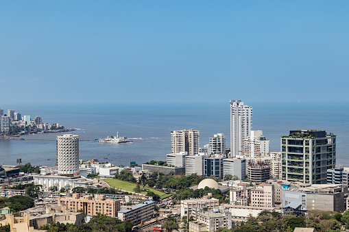 India, Development, Construction Industry, Business - Rooftop Image of Buildings and neighboring community in Mumbai, Maharashtra