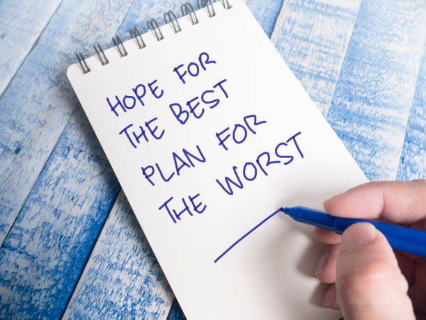 Hope The Best, Plan Worst, Motivational Inspirational Quotes Hope The Best, Plan Worst, motivational inspirational quotes, words typography top view lettering concept stealth stock pictures, royalty-free photos & images