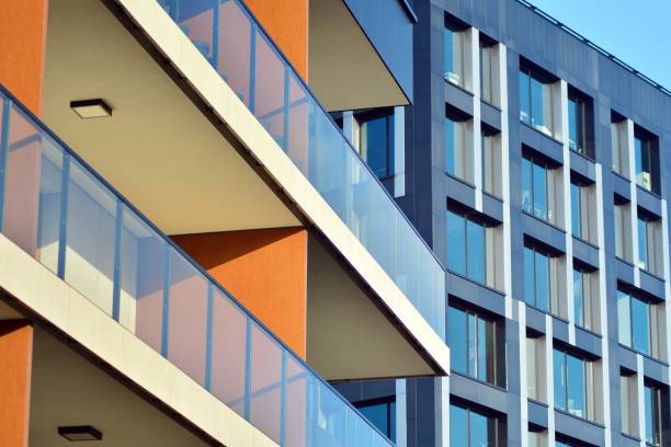 istock Modern apartment buildings on a sunny day with a blue sky 1078938300
