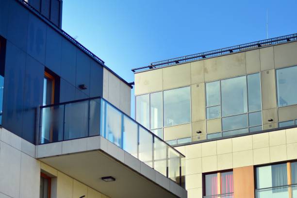 istock Modern apartment buildings on a sunny day with a blue sky 1078942368