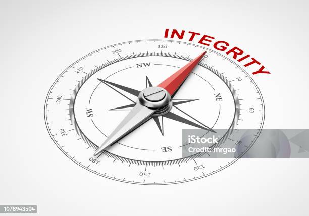 Compass On White Background Integrity Concept Stock Photo - Download Image Now - Morality, Honesty, Navigational Compass