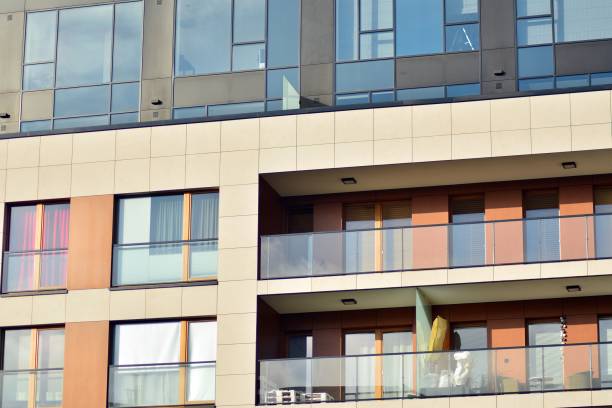 istock Modern apartment buildings on a sunny day with a blue sky 1078950092