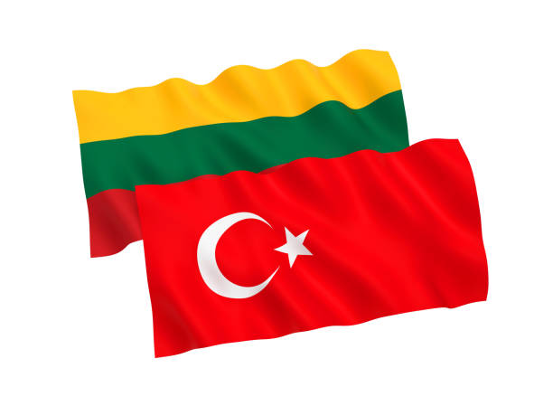 istock Flags of Turkey and Lithuania on a white background 1078958564