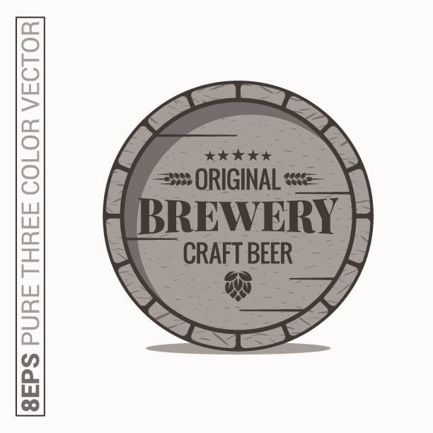 Beer barrel logo. Brewery craft beer label on white background Beer barrel logo. Brewery craft beer label on white background 8 eps bourbon barrel stock illustrations