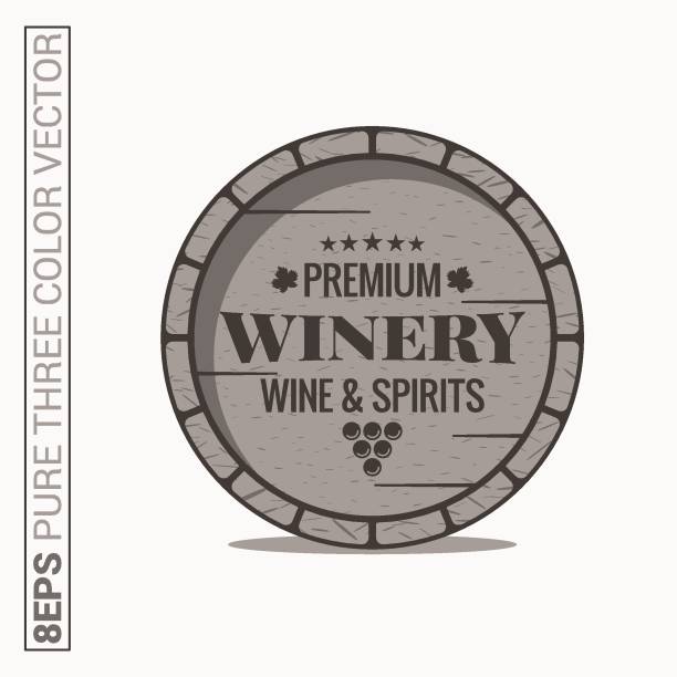 Wine barrel logo. Winery wine and spirits label on white background Wine barrel logo. Winery wine and spirits label on white background 8 eps bourbon barrel stock illustrations