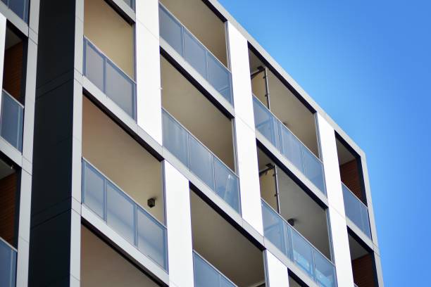 istock Modern apartment buildings on a sunny day with a blue sky 1078964112