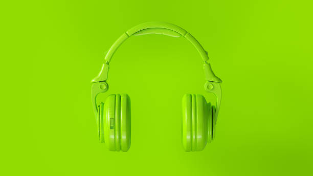 istock Lime Green Modern Headphones 1078968526