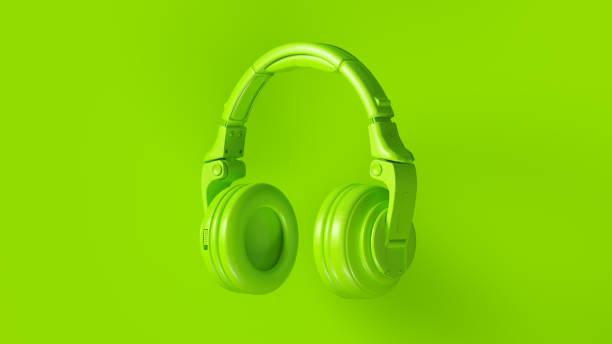 istock Lime Green Modern Headphones 1078969970
