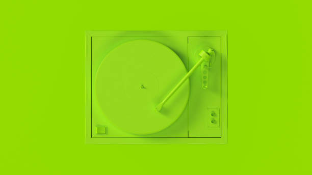 istock Lime Green Vintage Turntable Record Player 1078971178