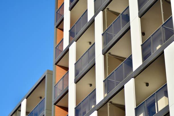 istock Modern apartment buildings on a sunny day with a blue sky 1078974144