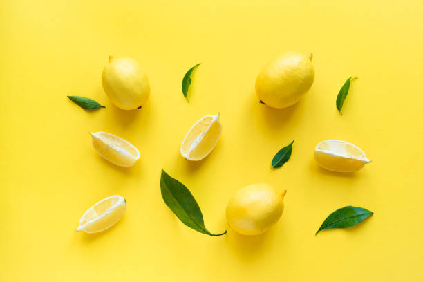 Lemons on yellow