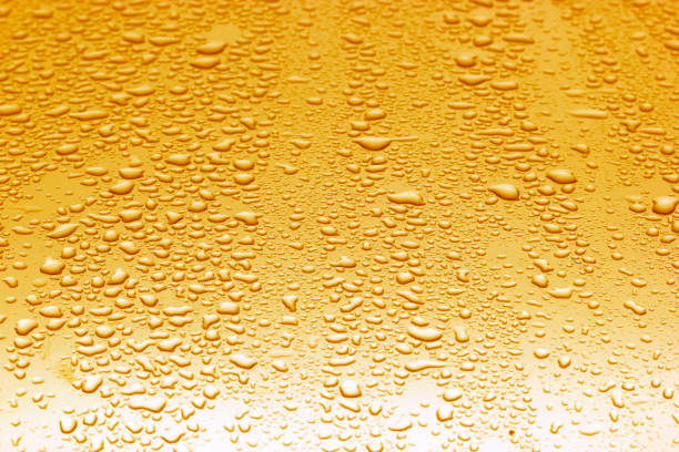 istock Water droplets on the orange background 1078983278