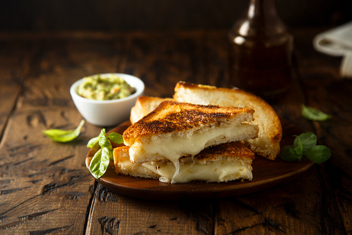 Homemade cheese toast with guacamole