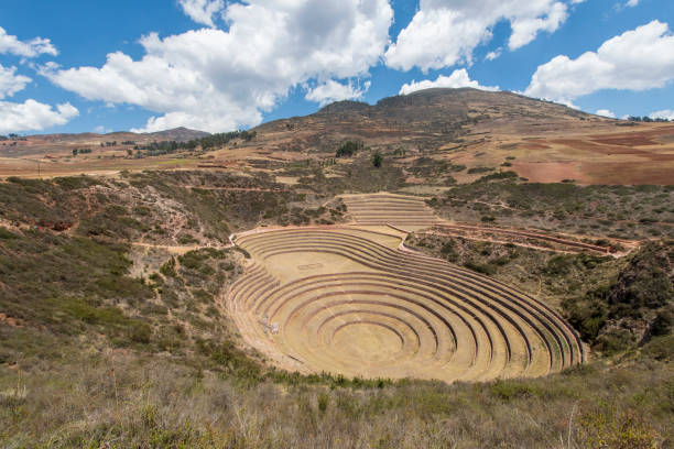 Moray, Incas experimental fields  in the peruvian Andes at Cuzco, Peru. South America.