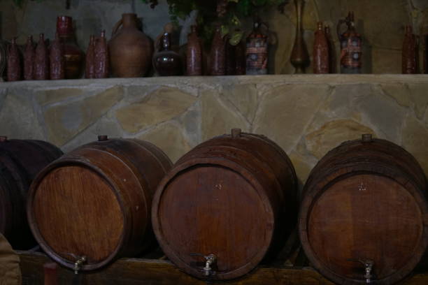 istock vintage wine cellar cask wine and alcohol 1079011192
