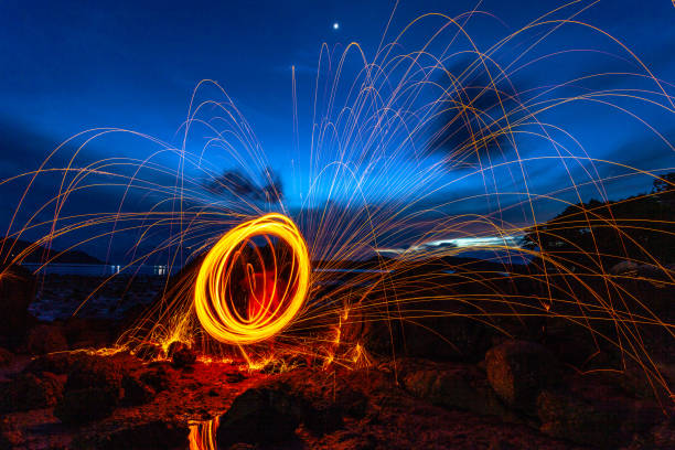 istock Cool Burning Steel Wool Photo Experiments at sunrise. 1079013066