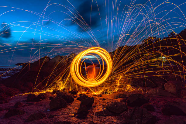 istock Cool Burning Steel Wool Photo Experiments at sunrise. 1079013124