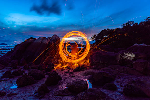 istock Cool Burning Steel Wool Photo Experiments at sunrise. 1079013134