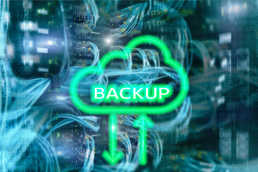 Backup Data Button Backup Button On Modern Server Room Background Data Loss Prevention ...