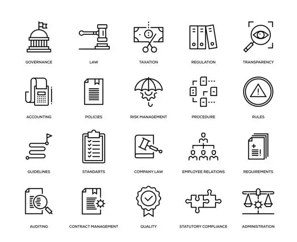 Vector illustration of Compliance Icon Set