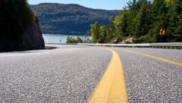 Winding Road in hilly area