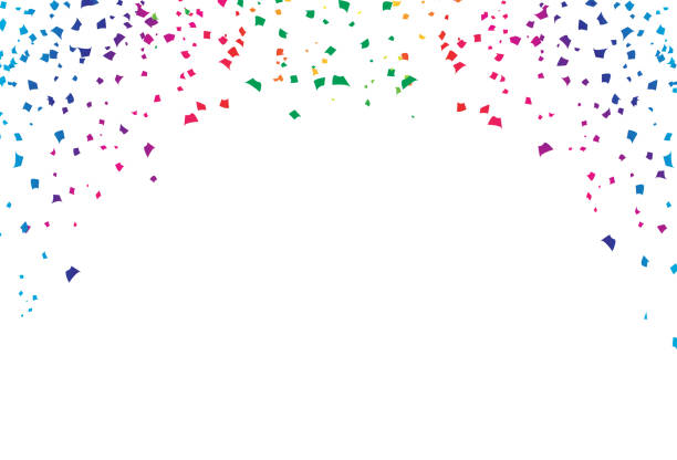 ilustrações, clipart, desenhos animados e ícones de confetti, explosão de papel cair decoração espectro colorido arco-íris, ilustração em vetor abstrato festival celebração festa evento - christmas celebration beautiful surprise