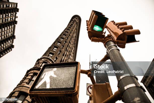 Road Intersection At Flatiron Building In New York Stock Photo - Download Image Now - Architecture, Building Exterior, Built Structure