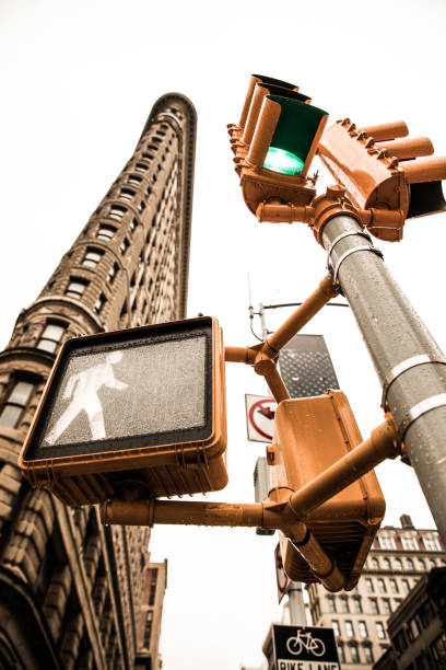 istock Road intersection at Flatiron building in New York 1079040398