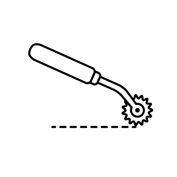 Black White Illustration Of Sewing Pattern Tracer Vector Line Icon Of Tracing  Wheel Isolated Object Stock Illustration - Download Image Now - iStock