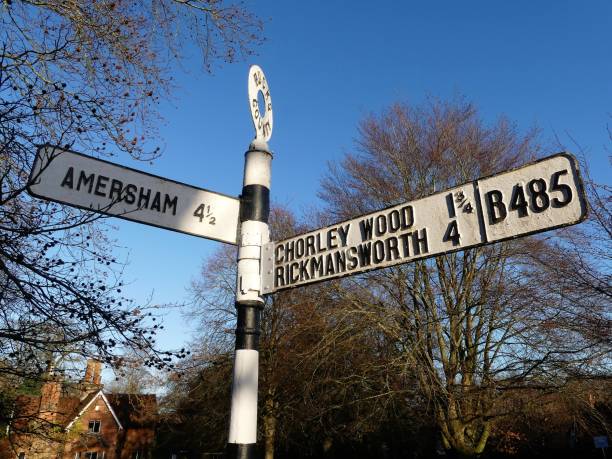 istock Village road direction sign 1079074466
